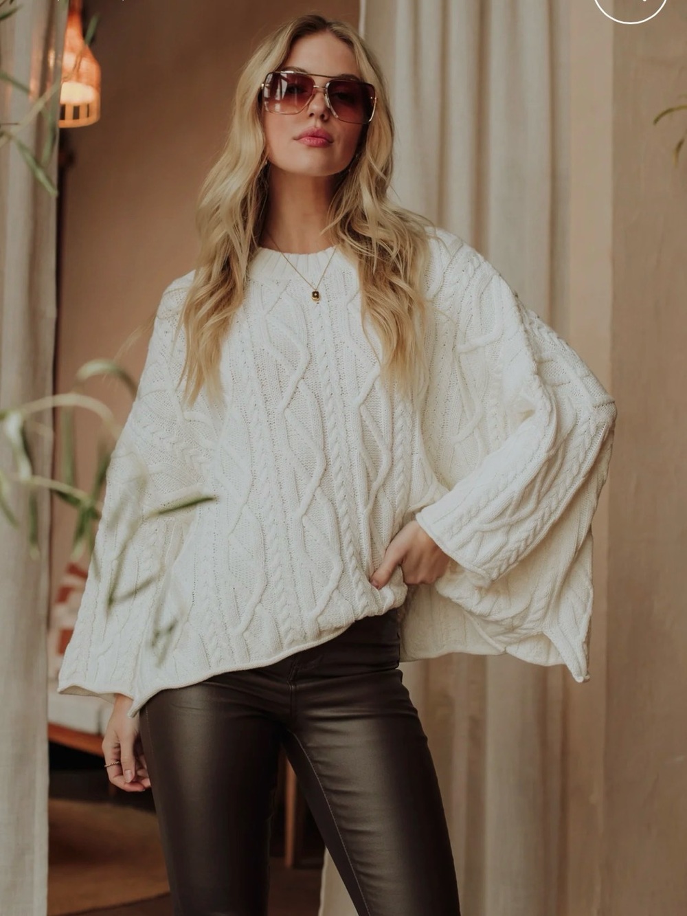 Boutique cape style soft cable knit sweater from POL size small